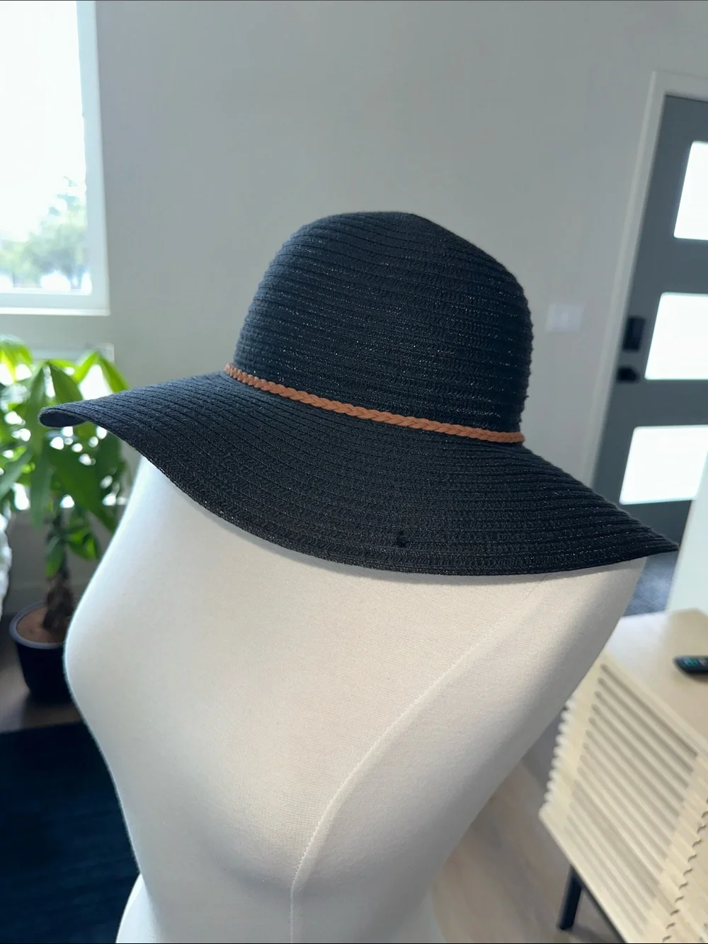 CTR Black Wide Brim Sun Hat with Brown Trim